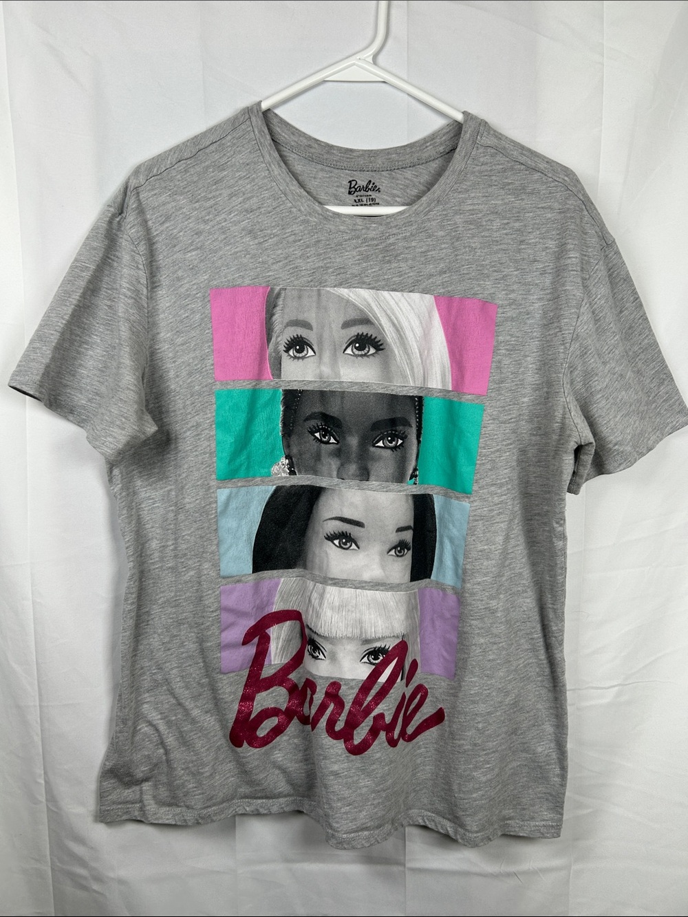Barbie T-Shirt Girls Size XXL Gray Pink
